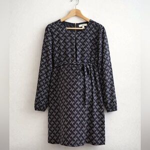 [L] RIPE Maternity Dress Soundwave Tunic Black White Large Long Sleeve Shift